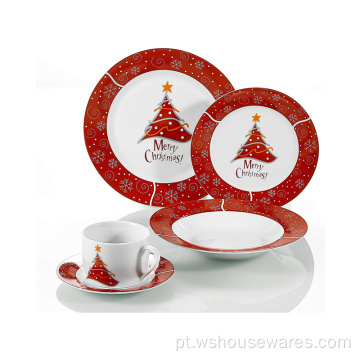 Tableware de cerâmica de impressão em estilo de Natal europeu de Natal